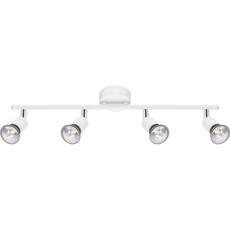 Merano Fayetteville Barre de spots de plafond à 4 lumières en métal blanc mat GU10 4x50W
