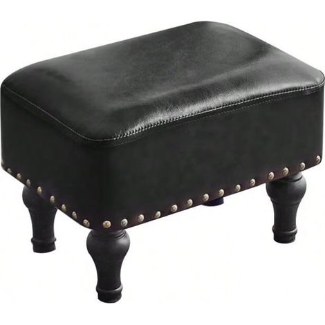 Tabouret de Style Moderne - Repose Pieds en Cuir Noir - Repose Pieds pour Salon, Chambre, Entrée und Dortoir