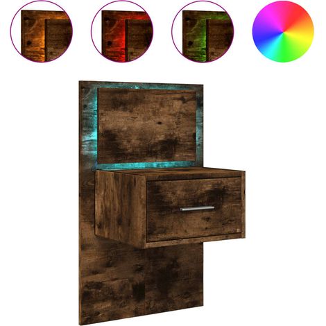 Maison Exclusive - Wand-Nachttisch mit LED-Leuchten Räuchereiche