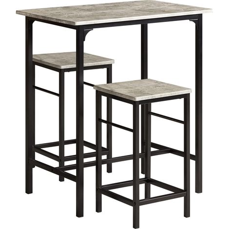SoBuy OGT10-HG Bartisch Set 3-teilig Bistrotisch mit 2 Stühlen Esstisch Sitzgruppe grau (1/5)