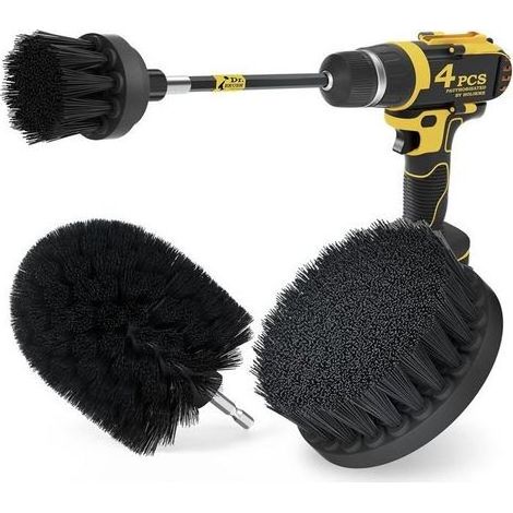 Ensemble de 4 brosses de nettoyage universelles pour perceuse, noires (1/5)