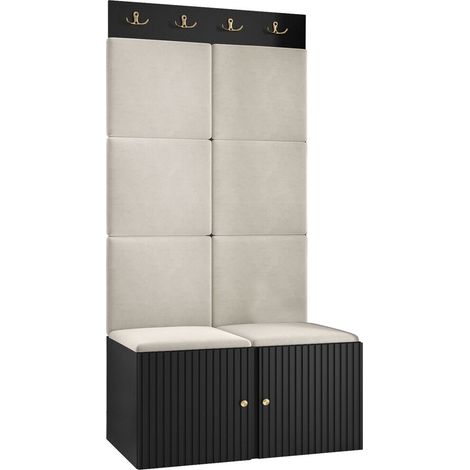 Conjunto para recibidor Hartford 383, Manila 02, 186x84x46cm, Aglomerado laminado, Tapiz, MDF, Montada en la pared, Colocada (1/5)