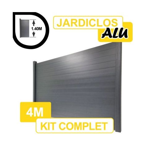 Kit Clôture Aluminium Gris Anthracite 4M - JARDICLOS - A Sceller - 1,40 mètre