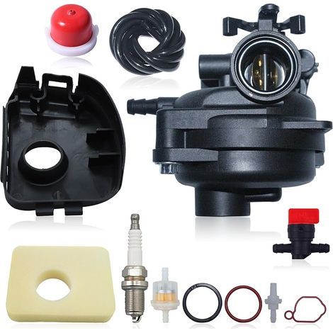 Carburateur Kit 799583 pour Briggs & Stratton 300E 450E 500E 550EX Tondeuse avec Bougie d'Allumage Filtre à Air en Coton Cache Filtre à Air Filtre à Carburant Bulles d'huile Tuyau d'huile