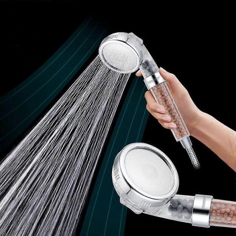 Douche anionique suralimentée, buse à grand diamètre de sortie d'eau, trois vitesses réglables, filtre de douche SPA, combinaison de douche (1/3)