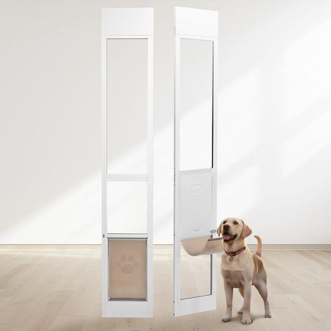 1927-2049 mm porte pour chien pour porte coulissante en verre, avec serrure, pour chien de taille moyenne, taille L (1/5)