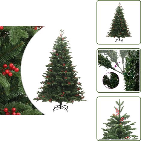Weihnachtsbaum mit Beeren - vidaXL Künstlicher Weihnachtsbaum Klappbar mit Zapfen & Beeren 180 cm - Künstlicher Weihnachtsbaum 180 cm (1/5)