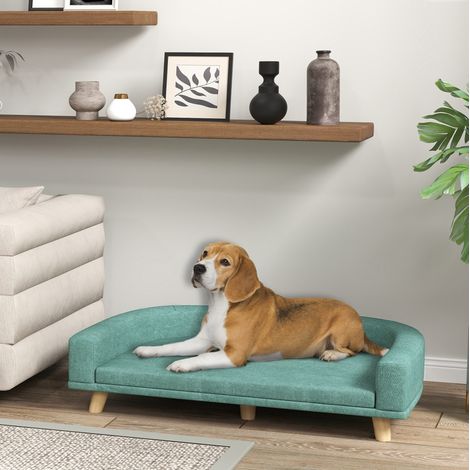 Sofá para perro con cojín, diseño elevado, 98 x 67 x 25 cm, verde DESVIAE (1/5)