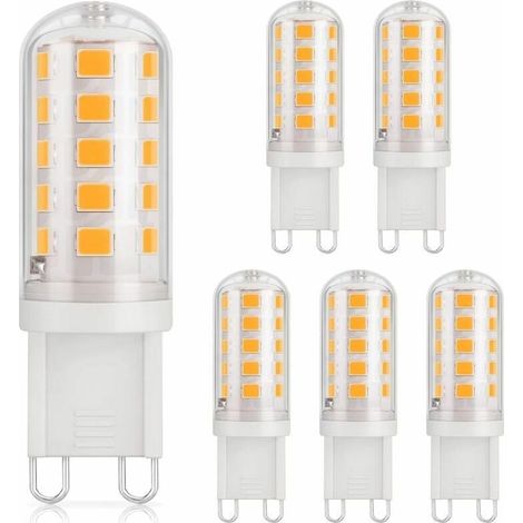 Ampoule LED G9 3.5W, 430LM, équivalen 40W halogène, Blanc chaud 3000K, 220240V, CRI 85, NONDimmable, Économie d'énergie, Base en céramique, Culot G9 Standard, Lot de 6 Classe énergétique D: (1/4)