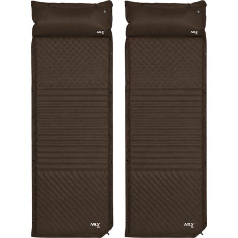 Colchoneta de camping autoinflable negra, compacta y portátil, paquete de 2 unidades (1/5)