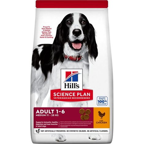 HILL'S SACCO CROCCHETTE CANE ADULTO MEDIO SCIENZE PLAN CON POLLO 12 KG (1/2)