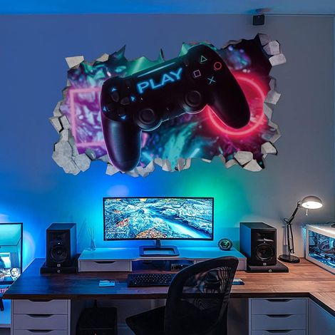 3D-Gamer-Wandtattoos, Gamer-Wandposter-Dekoration, Jungenzimmer