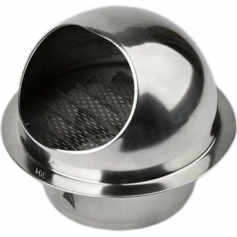 Aérateur Rond en Acier Inoxydable avec Grille - Sortie d'Évacuation Mural pour Ventilation, 100mm