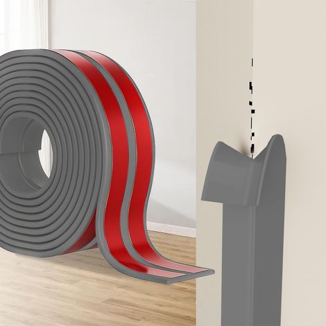 Protection Angle Mur Adhésif - Bande Cornière TPE, Plinthe Souple L 6cm x 4M pour Murs, Portes, Cuisine, Fenêtres - Idéal Rénovations DIY (Gris)