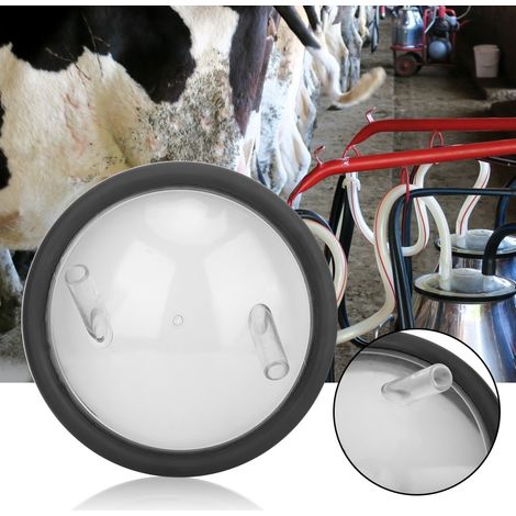 Transparenter Milcheimerdeckel und Dichtung aus Kunststoff für Melkmaschinen, zwei offene Deckel (1/5)