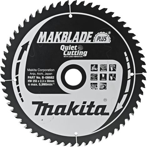 Makita - Hoja de sierra para madera 255x30 mm, 60 dientes B-08682