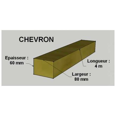 Sud Bois – Chevron 60x80mm en sapin / épicéa traité classe 2 – Longueur 4m – Pour chantiers humides – Couleur jaune (1/2)