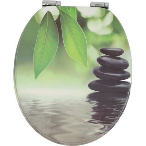 Abattant WC MDF  Stil Art Déco  Abattant Toilettes mit Fixation Acier Inoxydable  Nettoyage Facile  35,5x42,5cm