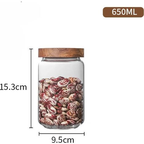 (650ml) Boîte de rangement en bois, adaptée pour sceller les bouteilles en verre et conserver les aliments de cuisine. (1/5)