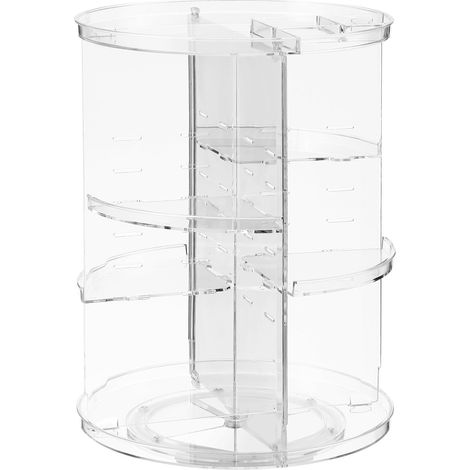 Organizador transparente giratorio de 360°, tocador multifuncional ajustable, para cosméticos y cuidado personal. (1/5)