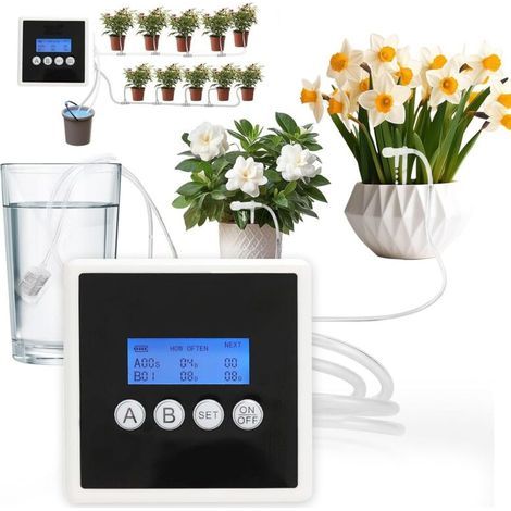 Automatisches Bewässerungssystem für Zimmerpflanzen. Tropfbewässerungsset mit LED-Anzeige und USB-Netzteil. Gartenbewässerungssystem für 30 Topfpflanzen (20 m).