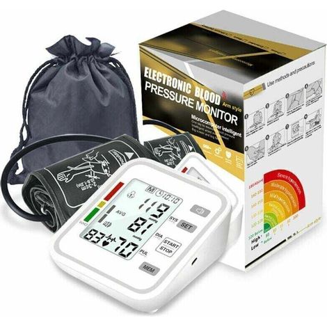 Misuratore di pressione sanguigna elettronico automatico da braccio con ampio schermo LCD. Strumento digitale intelligente per la misurazione della pressione sanguigna. (1/5)