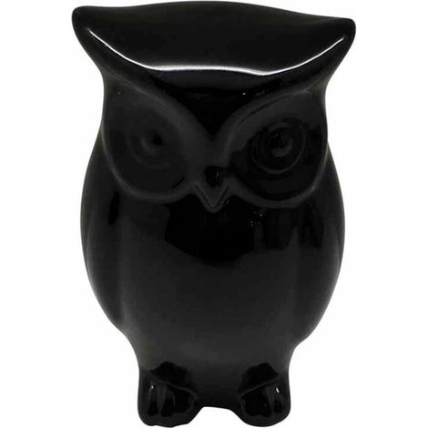 Statue Déco en Céramique "Jolie Chouette" 15cm Noir