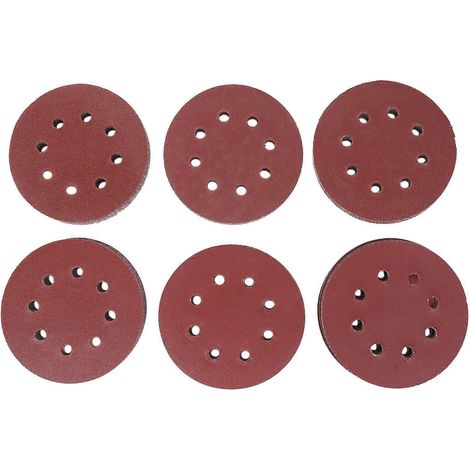 Lot de 60 disques de ponçage de 12,7 cm (5 pouces) avec assortiment de grains abrasifs (60, 80, 120, 180, 240 et 320) pour ponceuse électrique à voie aléatoire. (1/4)