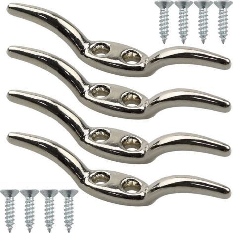 Mooring Cleats Blind Hook Mast 4 Pieces Stainless Steel Cable Tie Flagpole Hook Mooring Cleat Boat Cleat Accessories Mounting Screws Included (1/5)