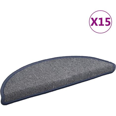 Maison Exclusive - Tappetini per scale 15 pz 56x17x3 cm grigio chiaro e blu semicircolari
