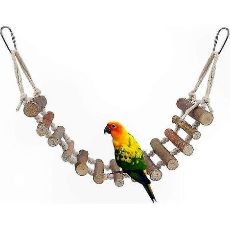 Corde Naturelle Échelle pour Oiseaux, Accessoires Cage Perchoirs Suspendus et Balançoires, Pont Jouet Perroquet Enrichissement Volière (1/5)