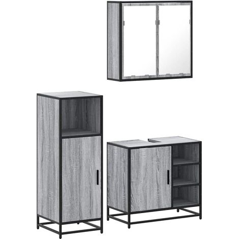 vidaXL Set Mobili da Bagno 3 pz Grigio Sonoma in Legno Multistrato (1/5)