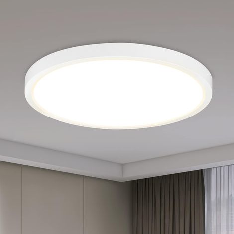 ZMH Plafonnier LED 15W Blanc, Rond 3000K Blanc Chaud Plat Ø22cm Luminaire IP44 Etanche Plafonnier Lampe de Couloir pour Salon Chambre Salle de Bain Couloir
