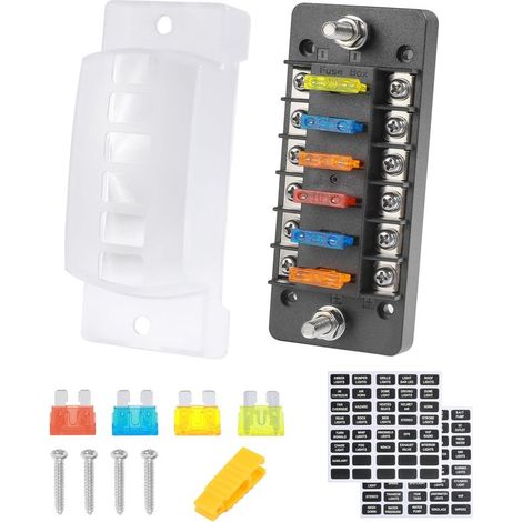 Boîte à Fusibles Voiture, 12V, Étanche, 6 Fusibles, Montage sur Châssis, 10A, Plastique (1/5)