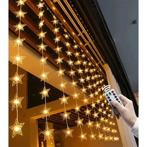 Guirlande lumineuse LED décorative d'intérieur et d'extérieur, 3 x 1 m, 100 lumières, blanc chaud, boîtier à piles pour télécommande (1/5)