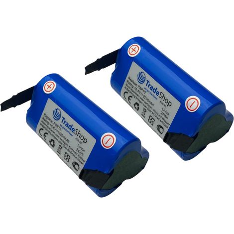 2x Hochleistungs Li-Ion Akku-Zellen 10,8V / 2200mAh für Bosch PMF 10.8 LI, PSM 10.8 LI, PSR 10.8 Li-2, KEO, AGS 10.8, ASB 10.8, 2 607 336 863, 2 607 336 864 zum Selbsteinbau (1/2)