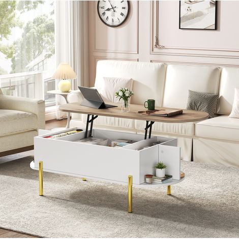 Wohnzimmertisch Tisch Aufbewahrung 120 50 43 MDF OKMYHOME (1/5)