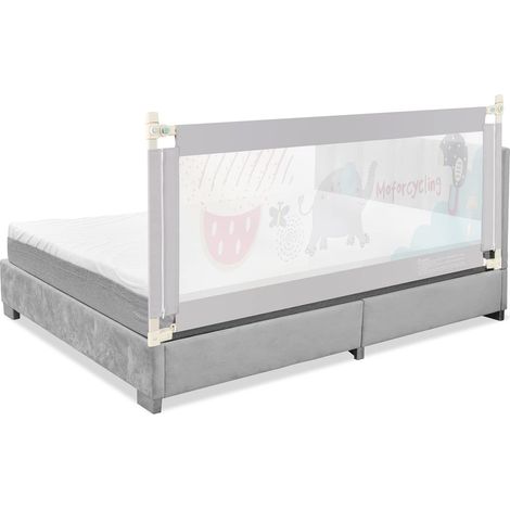 COSTWAY Sponda Letto per Bambini 175 cm, Barriera Pieghevole con Altezza Regolabile, in Tessuto Oxford con Cerniera, con Motivo Cartone Animato, 175,5 x 24,5 x 72,5-101,5 cm (Modello 1, 175 cm) (1/5)