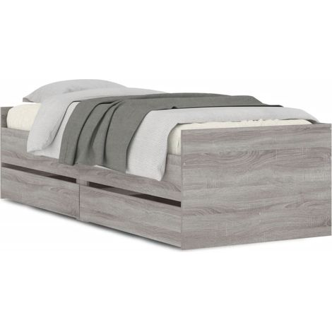 Maison Exclusive - Bettgestell mit Schubladen Grau Sonoma 90x200