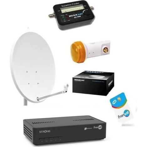 Kit Parabole 60 cm + Strong 7407 FRANSAT + LNB + 20m Cable Coaxial + Satfinder