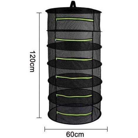 NALOOKAMIC Filet de séchage pour plantes en maille 4/6 couches, filet pliable suspendu, filet de séchage à base de plantes noir avec fermeture à glissière, séchoir à herbes, noir ------ 6 couches