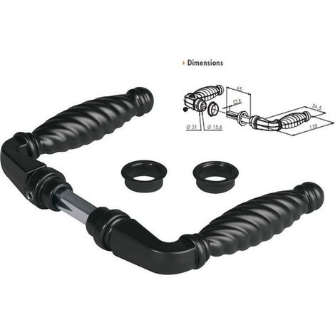 Locinox – Poignée de porte d'entrée en zamac noir – Carré 8mm – Tige 65mm – Pour bois dur et teck – Finition élégante