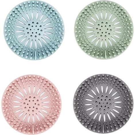 4Pcs Drain Hair Catcher, Durable Silicone Hair Stopper for Shower Drain Cover Bathroom Tub, Drain Strainer to Catch Hair Easy to Install and Clean (1/5)