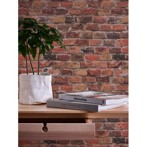 A.S. Creation Bricks & Stones 388141 Vliestapete Steinoptik 0.53 x 10.05 m Rot Wohnzimmer Schlafzimmer Flur Küche Esszimmer Badezimmer Bad Arbeitszimmer Büro Diele (1/5)