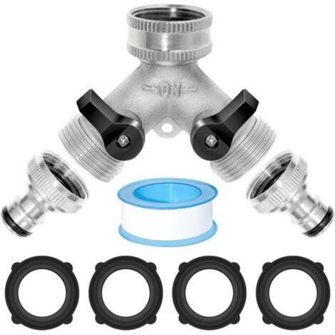 Distributeur d'eau bidirectionnel 3/4" - Distributeur en Y - Raccordement d'eau pour deux appareils - Pour cuisine, jardin et pelouse (1/4)