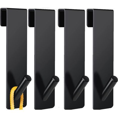 4pcs Shower Door Hooks, Stainless Steel Towel Hanging Hooks, No Drilling Required for Frameless Shower Doors for Bathroom (17cm Black) (1/5)