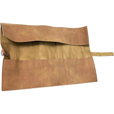 Sacoche à outils roulante artisanale à 5 compartiments, style rétro et portable Sacoche à outils roulante pour ciseaux à bois, tournevis, clés, pinces, idéale pour les électriciens, les charpentiers (1/5)