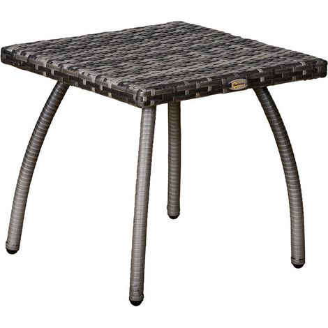 TAVOLINO IN RATTAN SINTETICO DA ESTERNO IMPERMEABILE 45 X 45 X 44 CM GRIGIO (1/5)