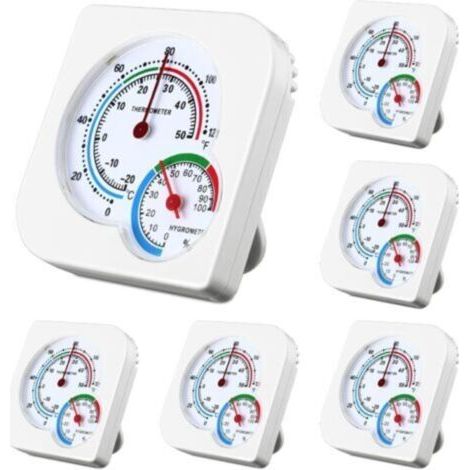 Lot de 6 thermomètres d'intérieur et jauge d'humidité d'intérieur - Mini thermomètre hygromètre de température et d'humidité avec pointeurs pour la maison, la chambre, la cuisine, la terrasse, la (1/5)
