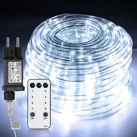Wolketon Tubo de Luz LED para Interior/Exterior Decoración de Bodas Cadena de Luz Lámpara Blanca 10m